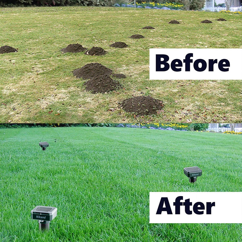 NIKAND Mole Repellent Stakes 2 Pack - Gopher Repellent Ultrasonic Solar Powered - Sonic Spike Mole and Vole Deterrent for Lawn Garden & Yard - Electronic Devices Outdoors Pest Repeller Snakes Rodents Chaser - Image 4
